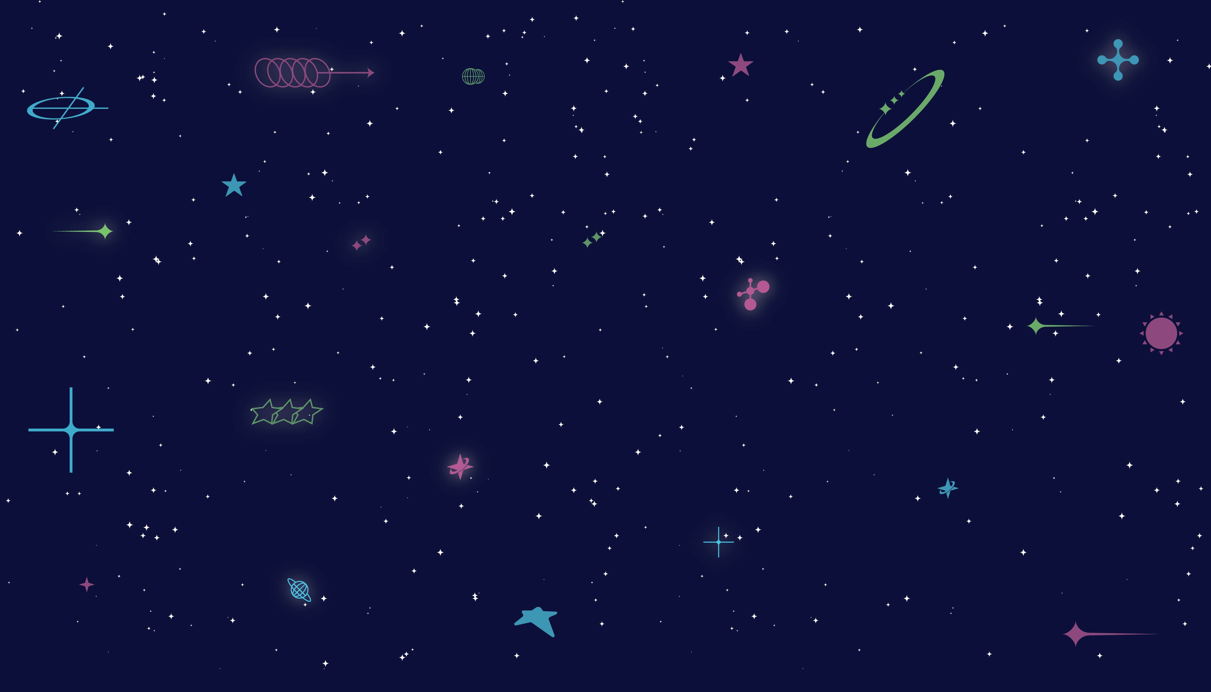 Starry night sky with colorful constellations on a dark blue background